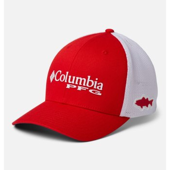 Columbia PFG Mesh Ball, Gorras Rojos Blancos Grises Oscuro Rayas Para Mujer | 587496-WME